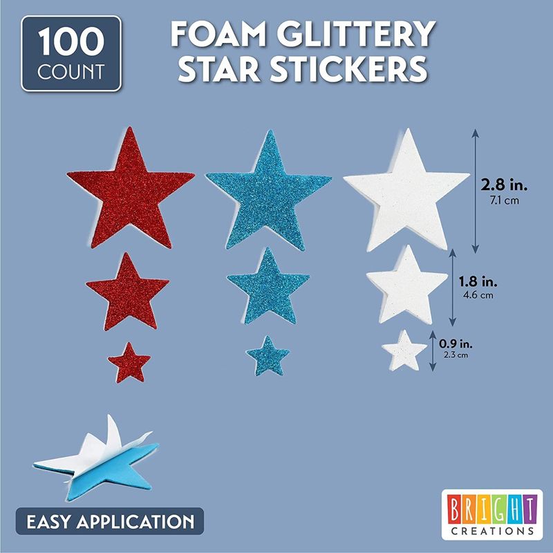 Foam Star Glitter Stickers for 4th of July, Arts and Crafts